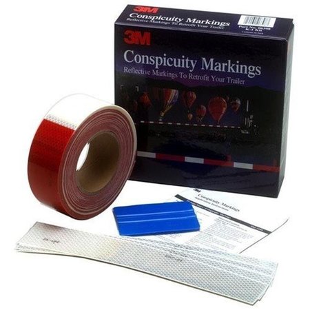 3M 3M 6398 Red-Wht Reflect Tape 25Yd Diamond Grade Conspicuity Marking Kit 983 Pn 06398; 2 in. X 25 Yd 3M-6398